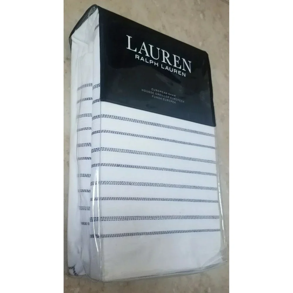 Lauren Ralph Lauren Juliet Woven Frame Euro Sham White Blue‎ 26